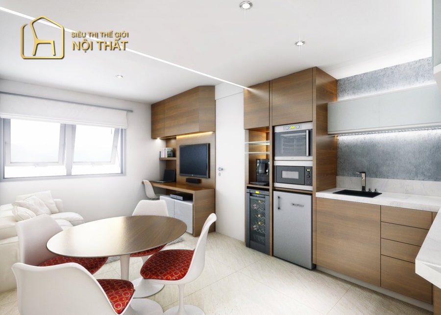 Nội thất phòng khách nhà phố  không gian mở có cầu thang