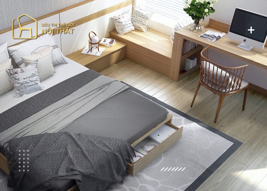 Ánh sáng tự nhiên là đặc trung của thiết kế nội thất phòng ngủ hiện đại