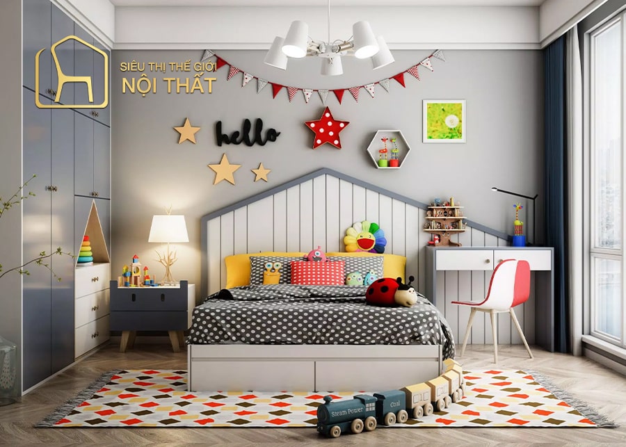 Thiết kế nội thất phòng ngủ bé trai kiểu hiện đại, kích thích sáng tạo