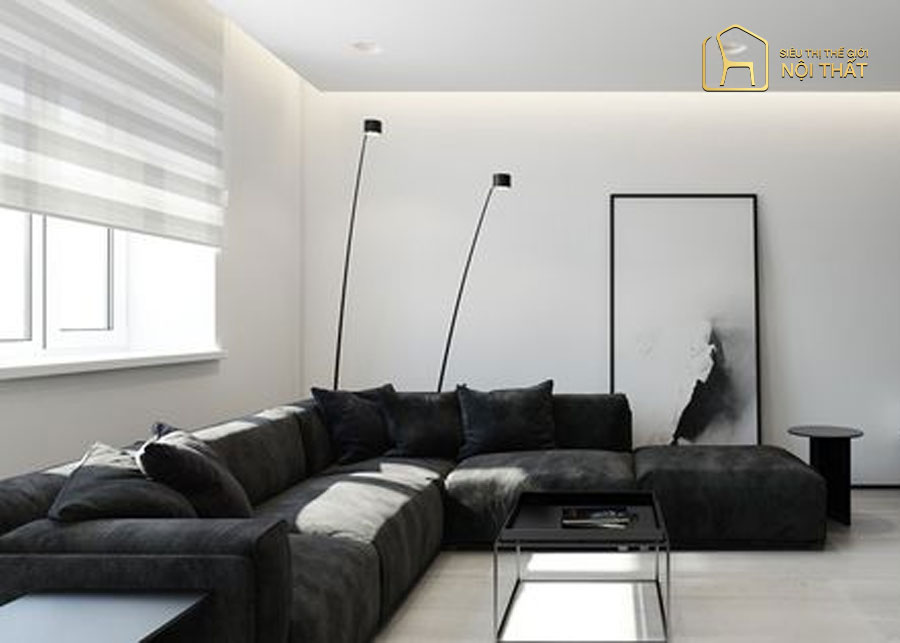 Nội thất minimalist hiện đại kết hợp tranh treo tường thiết kế đơn giản 