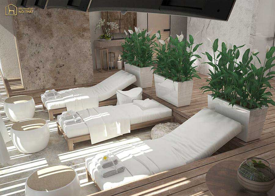 Mẫu 1: Thiết kế mô hình Spa gần gũi với thiên nhiên qua cảnh quan nhân tạo 