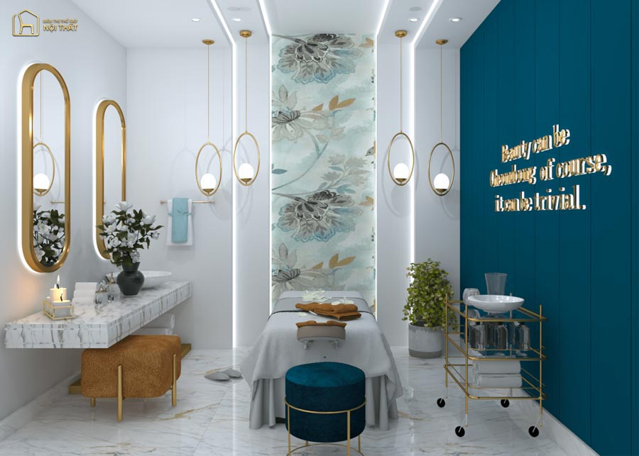 Mẫu 2: Phong cách thiết kế nội thất Spa hiện đại và sang trọng bằng cách vận dụng ánh sáng 