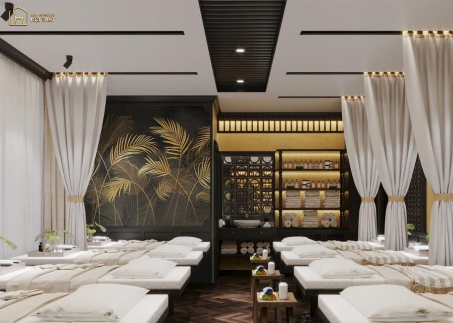 Mẫu 3: Phong cách Spa theo lối thiết kế Indochine mang đậm màu sắc dân tộc 