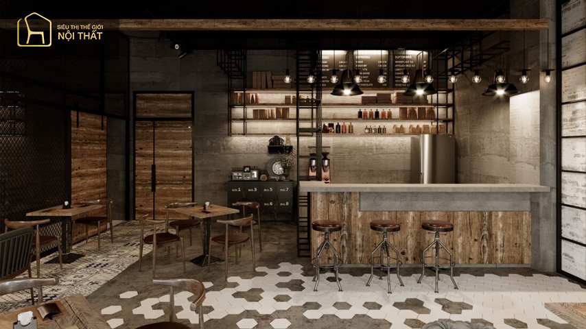 Phong cách thiết kế Industrial - xu hướng mới trong thiết kế nội thất quán cafe