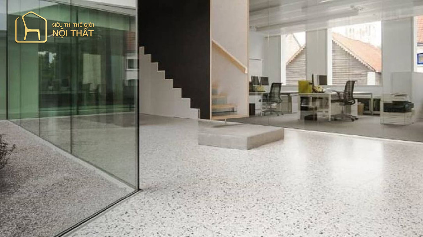 Gạch Terrazzo có khả năng chống ẩm, chống thấm vượt trội rất thích hợp cho khu vực nhà tắm hay phòng bếp