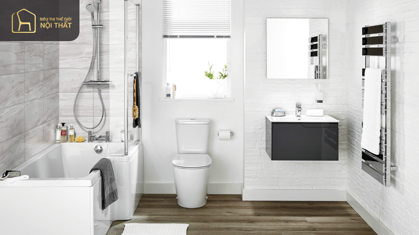 Mẫu thiết kế nhà vệ sinh nhỏ đẹp với tông màu trắng