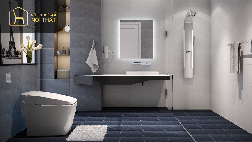 Thiết kế nhà tắm nhỏ đẹp kết hợp trang trí cây xanh giúp tạo ấn tượng và thông thoáng cho căn phòng