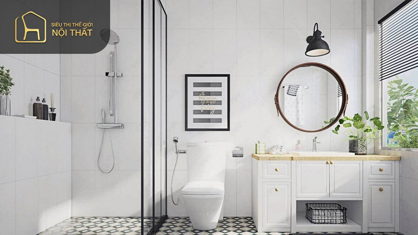 Nếu nhà vệ sinh có diện tích nhỏ nên khéo léo chọn những đồ nội thất nhỏ gọn đơn giản để tiết kiệm không gian