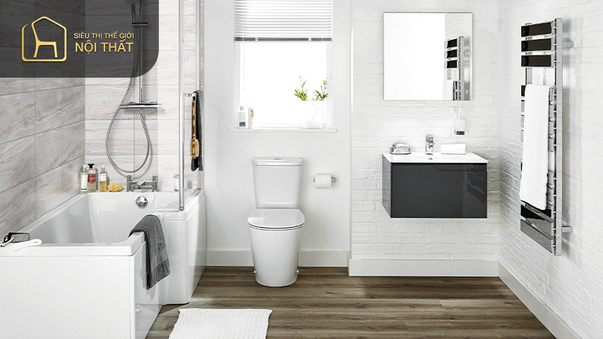 Các mẫu nhà vệ sinh đẹp kết hợp phòng tắm giúp gia chủ thuận tiện trong việc vệ sinh cá nhân