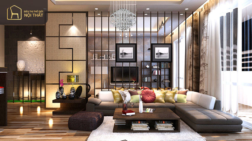 Mẫu phòng khách full nội thất
