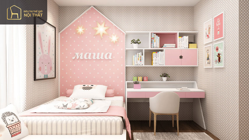 Cách trang trí phòng ngủ nhỏ đơn giản mà đẹp cho bé gái cần lựa chọn nội thất tối giản để tạo khoảng trống cho bé thỏa thích vui chơi