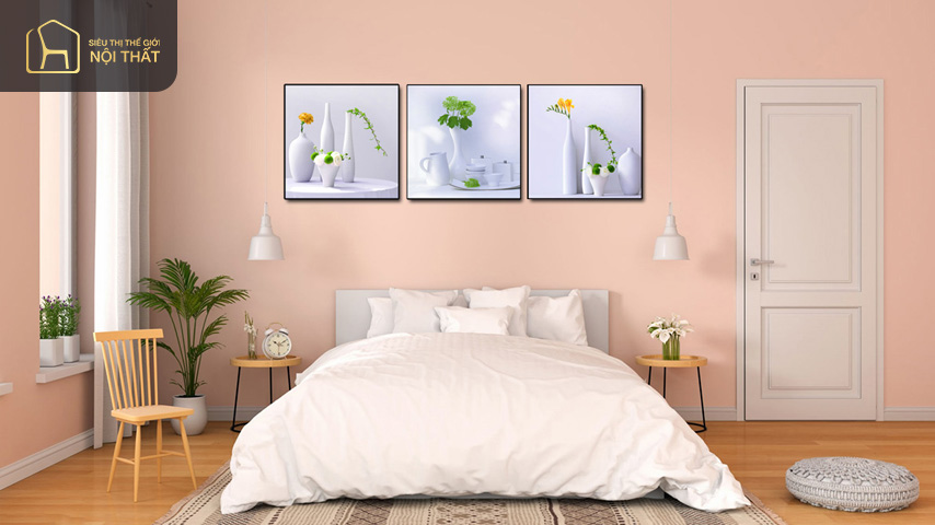 Trang trí phòng ngủ nhỏ với tranh nghệ thuật tạo điểm nhấn và tăng sức hút cho căn phòng