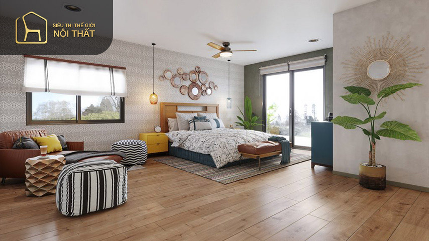 Trang trí phòng ngủ vợ chồng theo phong cách Bohemian là phong cách mới được nhiều cặp đôi lựa chọn