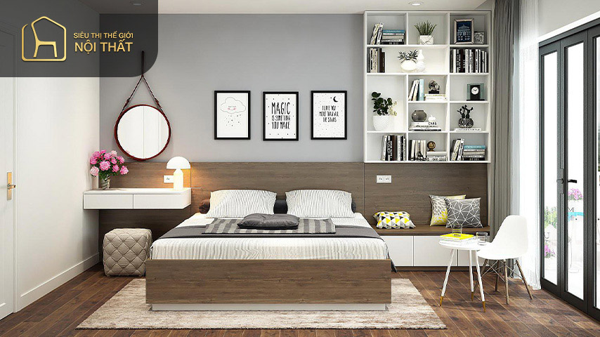 Thiết kế phòng ngủ nhỏ 8m2 cho vợ chồng cần sử dụng các nội thất thông minh để tiết kiệm diện tích