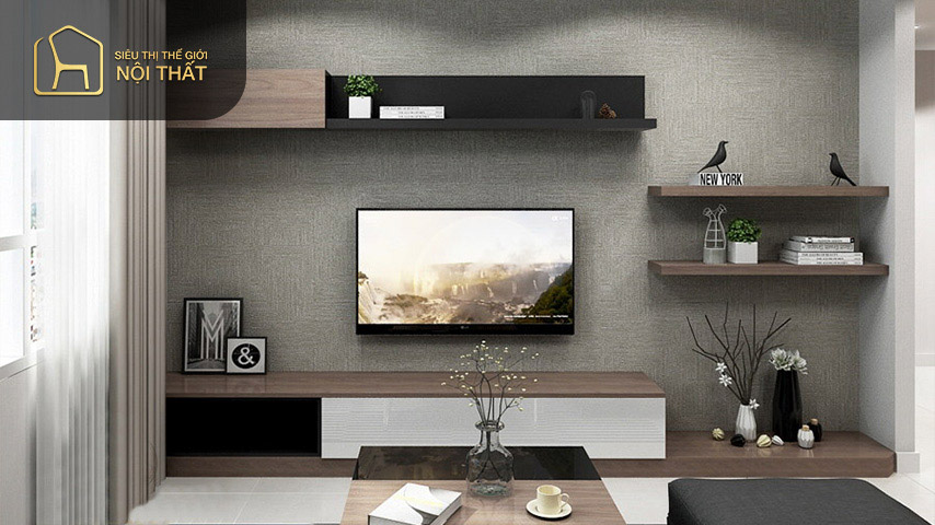 Kệ trang trí với thiết kế đơn giản cố định đồ vật bằng khung gỗ mang đến cảm giác chắc chắn, tối giản nhất trong ngôi nhà bạn