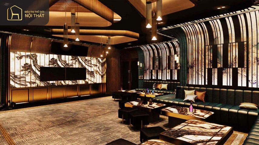 Mẫu 1: Phong cách thiết kế nội thất quán karaoke theo lối cổ điển luôn được ưa chuộng tại rất nhiều nơi