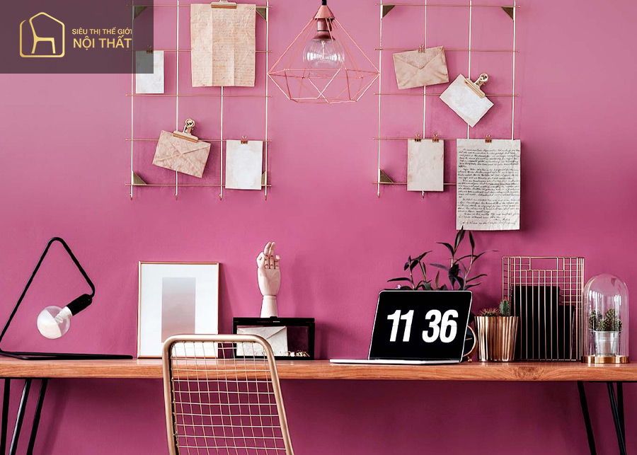 Mẫu background cho bàn làm việc màu hồng tuổi teen