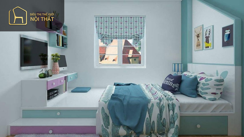 Phòng ngủ nhỏ 9m2 dành cho con trai có thể tận dụng tối đa diện tích căn phòng làm cho không gian gọn gàng và thoải mái
