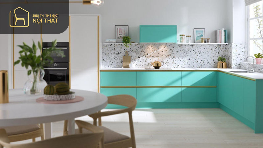 Việc kết hợp phòng bếp và phòng ăn thành một không gian chung tạo nên sự tiện dụng và ấm cúng