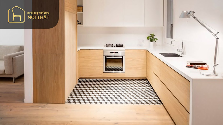 Thiết kế bếp cấp 4 chữ L là giải pháp thiết kế bếp cho nhà cấp 4 đơn giản đem lại phong thủy tốt