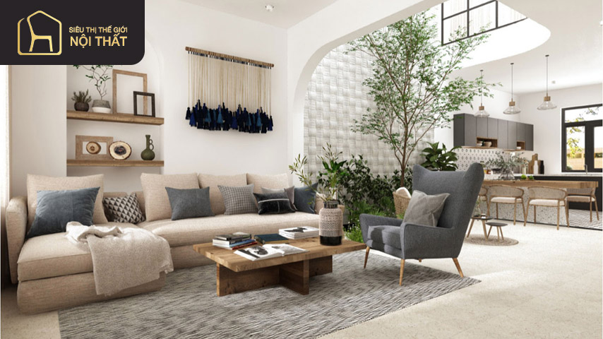 Phong cách Địa Trung Hải gây ấn tượng bởi cách lựa chọn nội thất trong nhà vừa gần gũi vừa mang vẻ đẹp đương đại, tiện nghi