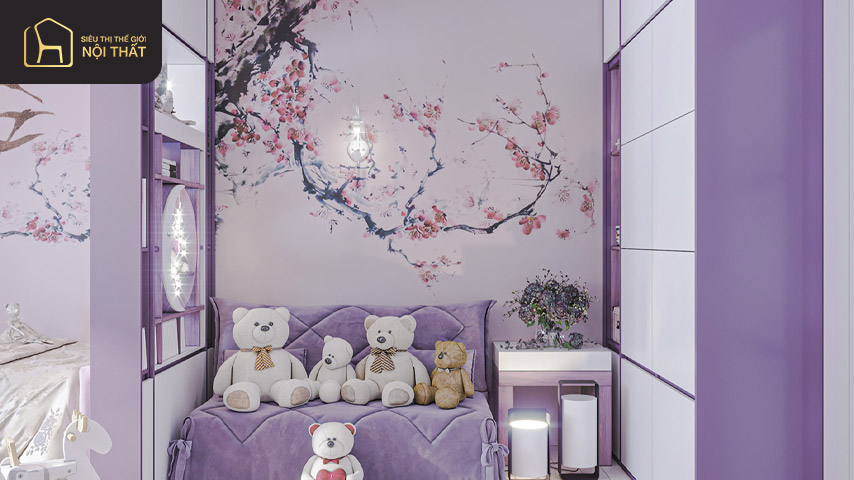 Phòng ngủ màu tím nguyên bản là màu khá tươi và khó dùng