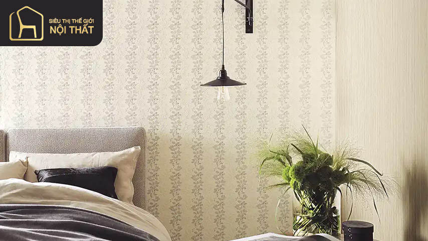 Trang trí phòng ngủ với giấy dán tường ở đầu giường