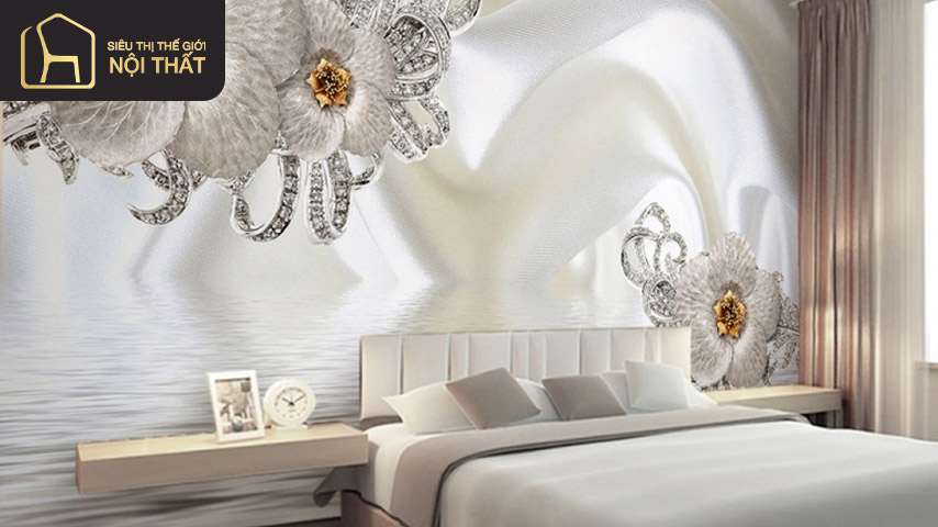 Dùng giấy dán tường họa tiết kim loại trang trí phòng ngủ