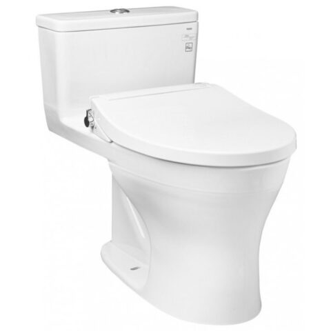 Bàn cầu một khối, nắp đóng êm kèm vòi rửa nước lạnh TCW07S