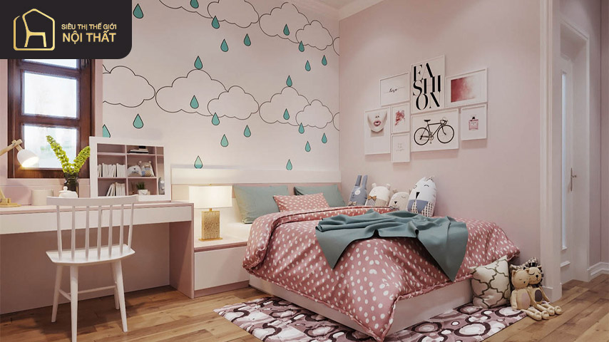 Giường ngủ tích hợp thêm kệ trang trí