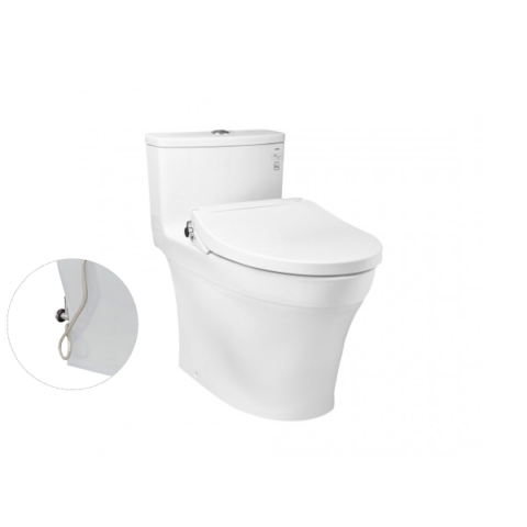 Bàn cầu một khối, nắp đóng êm kèm vòi rửa nước lạnh TCW07S