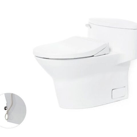 Bàn cầu một khối, nắp đóng êm kèm vòi rửa nước lạnh TCW07S