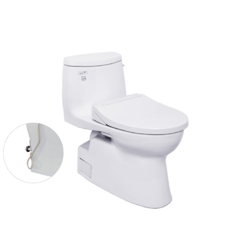 Bàn cầu một khối, nắp đóng êm kèm vòi rửa nước lạnh TCW07S