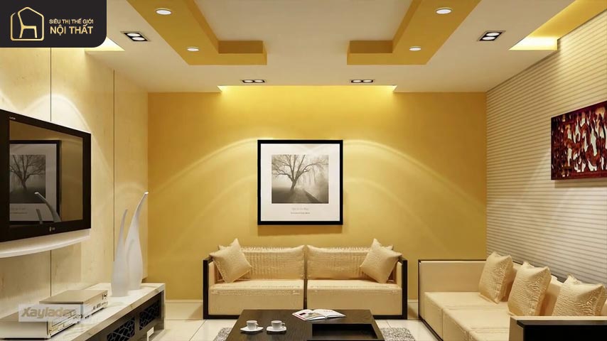 Sơn phòng khách màu vàng kem theo xu hướng tinh tế, trang nhã