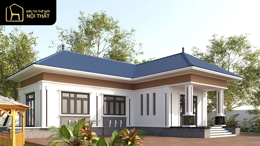 Mẫu nhà cấp 4 chữ L 3 phòng ngủ được yêu thích