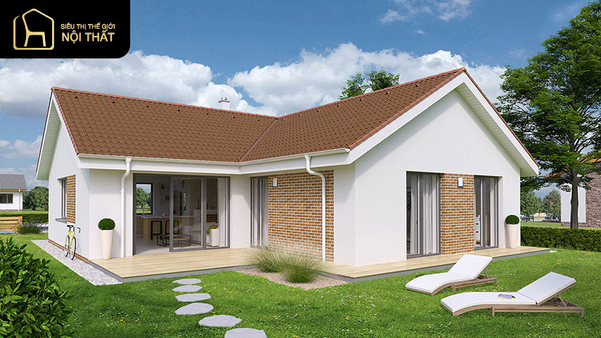 Mẫu nhà cấp 4 chữ L 3 phòng ngủ được yêu thích
