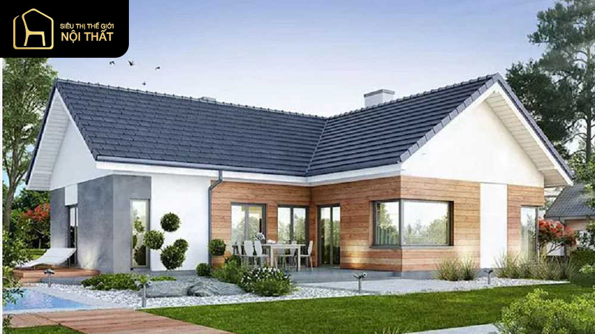 Mẫu nhà cấp 4 chữ L 3 phòng ngủ được yêu thích