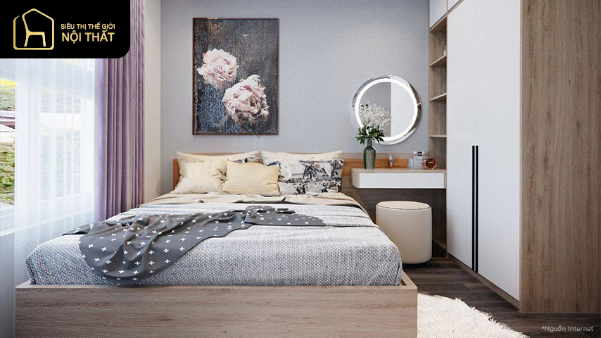 Một bức tranh đơn giản mang tông cùng màu với màu của căn phòng sẽ khiến mọi thứ trở nên hòa hợp