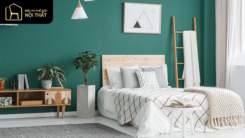 Những điều cần lưu ý khi sơn phòng ngủ màu xanh ngọc