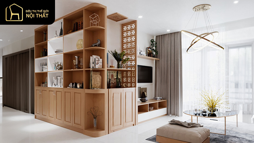 Mẫu tủ trang trí phòng khách đẹp hiện đại
