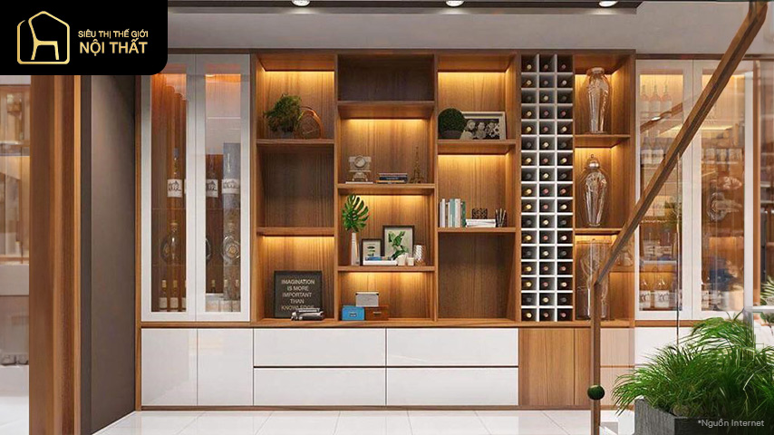 Mẫu tủ trang trí phòng khách đẹp hiện đại