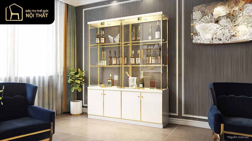 Mẫu tủ trang trí phòng khách đẹp hiện đại
