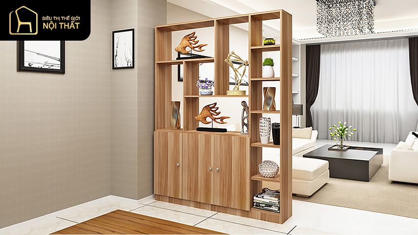 Mẫu tủ trang trí phòng khách đẹp hiện đại