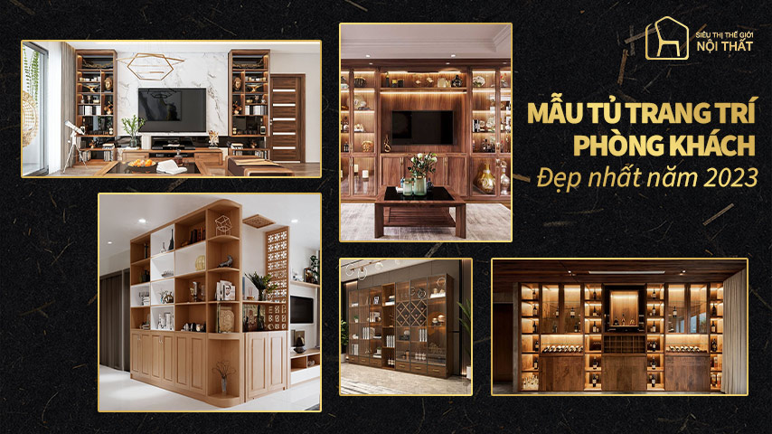 Mẫu tủ trang trí phòng khách đẹp hiện đại