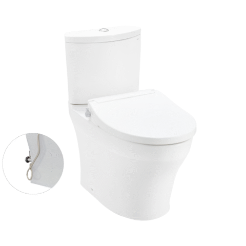 Bàn cầu hai khối, nắp đóng êm kèm vòi rửa nước lạnh TCW07S