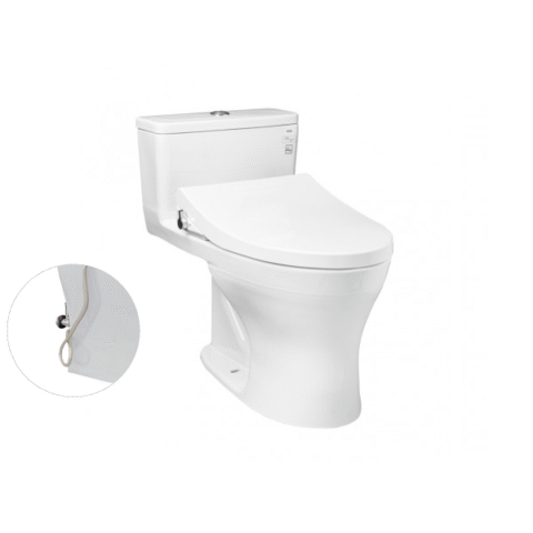 Bàn cầu một khối, nắp đóng êm kèm vòi rửa nước lạnh TCW1211A