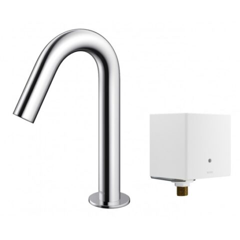 Vòi lavabo cổ cao cảm ứng (Loại gắn bàn) kèm bộ điều khiển vòi cảm ứng kèm dây cấp, van dừng - Bộ