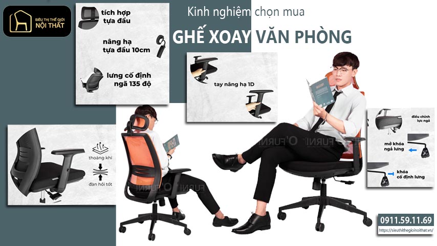 Ghế xoay văn phòng - 3 Tiêu chí chọn mua ghế văn phòng