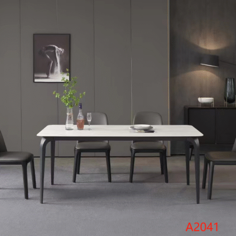 Bàn ăn mặt đá chân cong A2041
