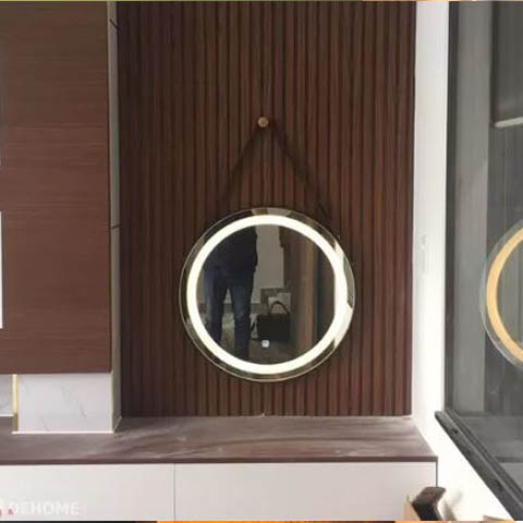Gương Led Bàn Trang Điểm Dây Da Đen Treo Tường DA.60.2B